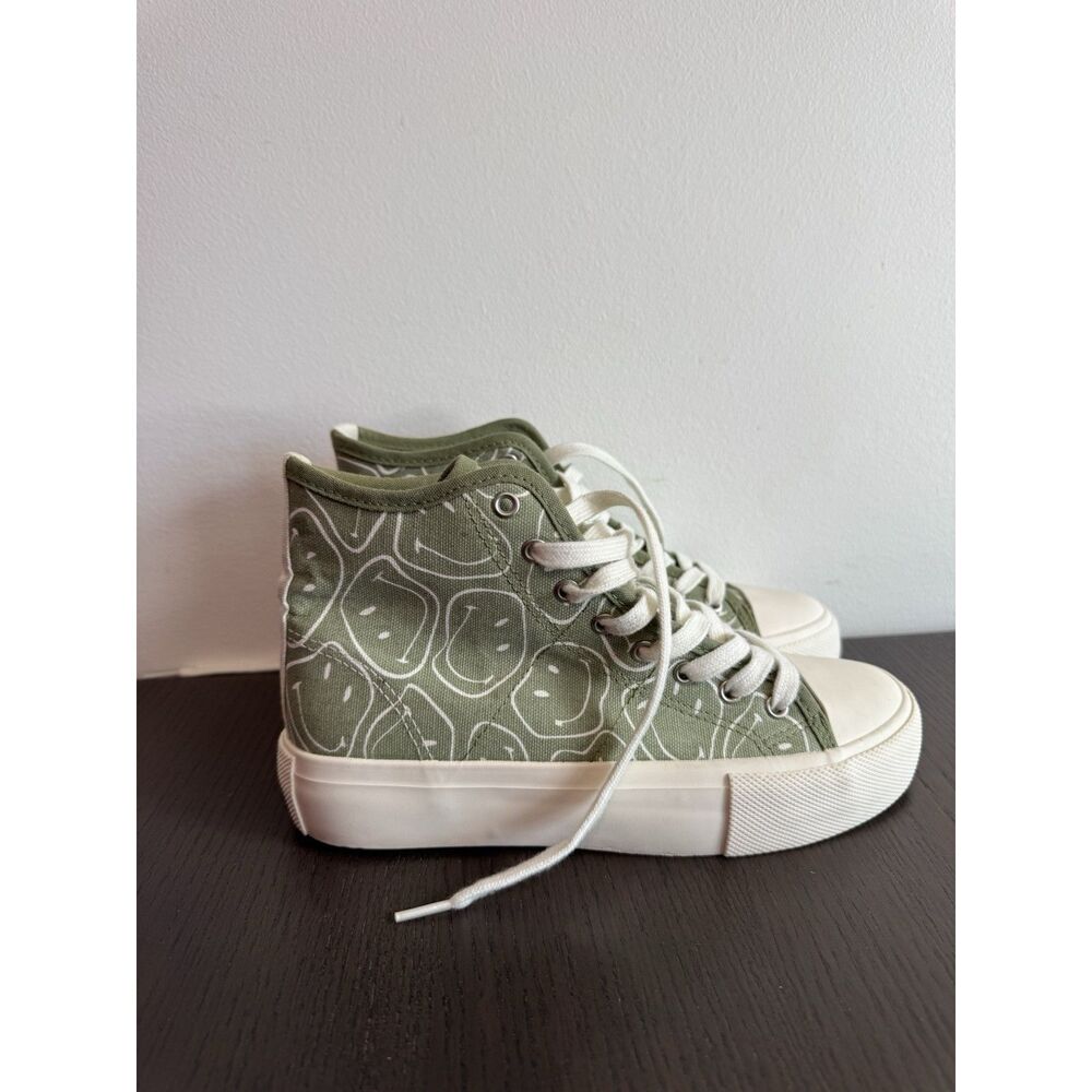 American Eagle Smiley High-Top Sneakers Womens 6 Green Platform Streetwear‎